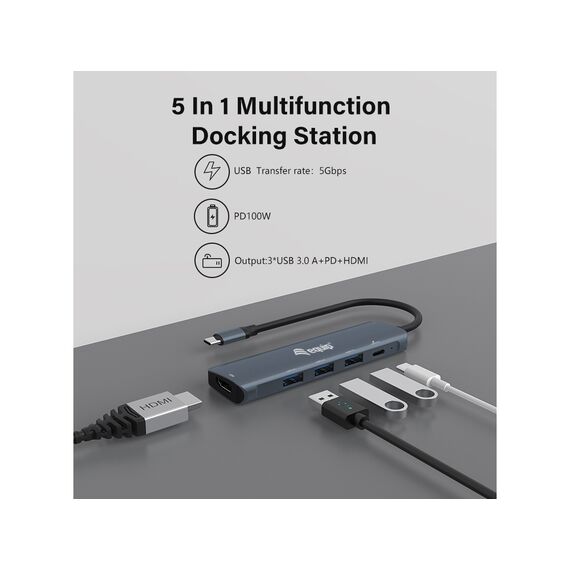 Equip USB-C 5 in 1 MULTIFUNCTIONAL Adapter - HDMI - USB  | 133487