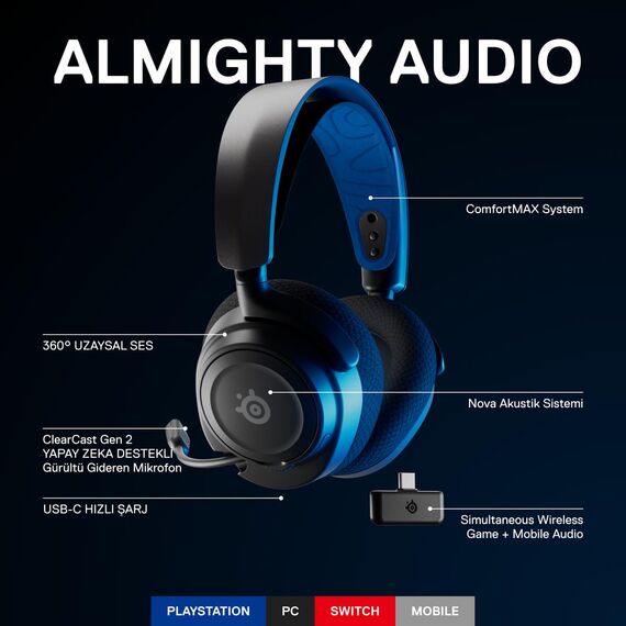 SteelSeries Arctis Nova 7P - Headset - full size - Blueto | 61559