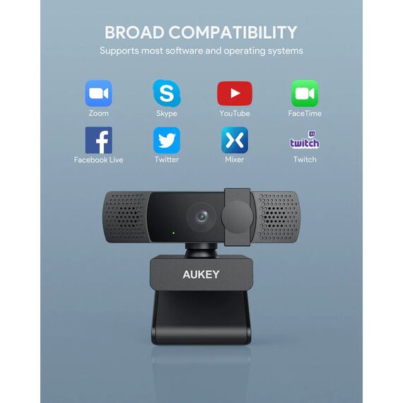 AUKEY PC-LM7 - 2 MP - 1920 x 1080 pixels - Full HD - 30 fps - 192