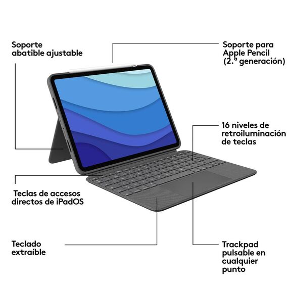 Logitech Combo Touch - Keyboard and folio case - wit | 920-010145