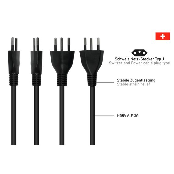 kabelmeister Netzkabel Schweiz Netz-Stecker Typ J S | SK6005-S018