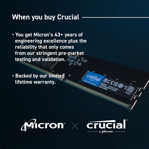 Crucial - DDR5 - module - 8 GB - DIMM 288-pin - 560 | CT8G56C46U5