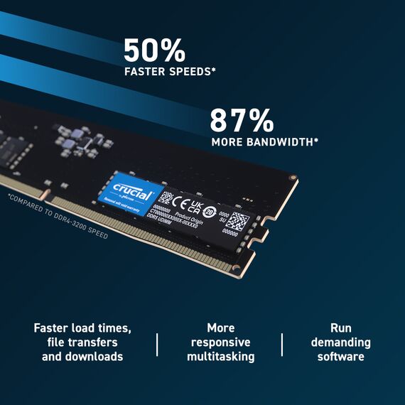 Crucial - DDR5 - module - 8 GB - DIMM 288-pin - 560 | CT8G56C46U5