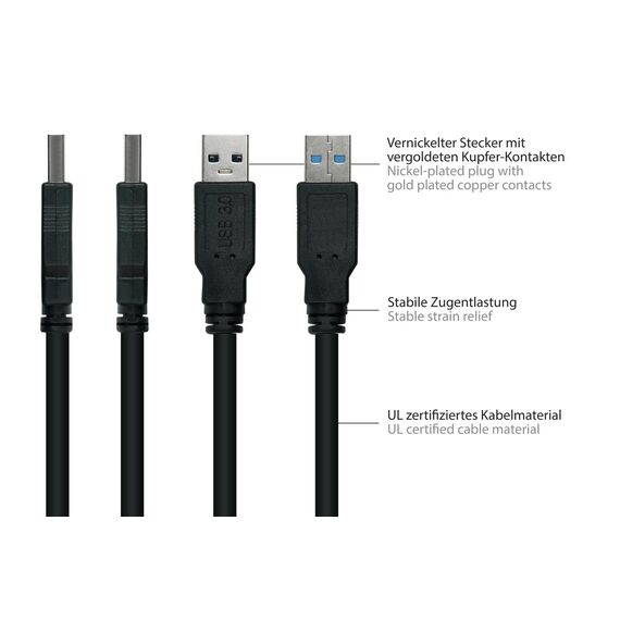 Good Connections UK30P-ASA-010S - 1 m - USB A - USB A - USB 3.2 G