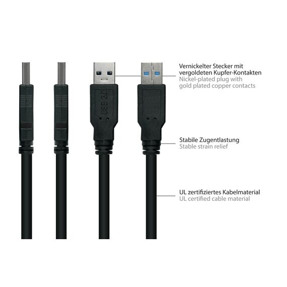 Good Connections UK30P-ASA-010S - 1 m - USB A - USB A - USB 3.2 G