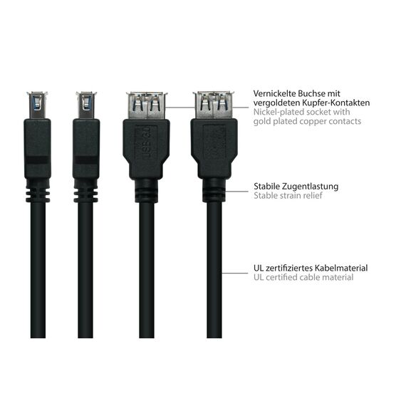 Good Connections UK30P-ASA-010S - 1 m - USB A - USB A - USB 3.2 G