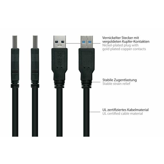 Good Connections UK30P-ASA-030S - 3 m - USB A - USB A - USB 3.2 G