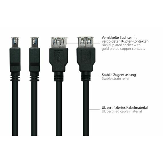 Good Connections UK30P-ASA-030S - 3 m - USB A - USB A - USB 3.2 G