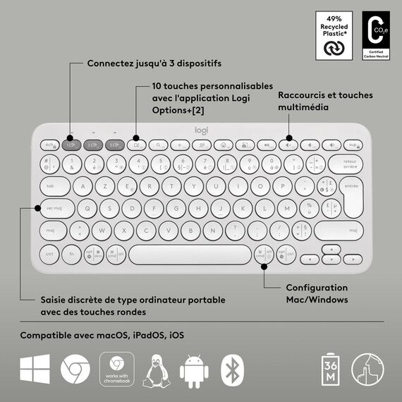 Logitech Pebble Keys 2 K380s - Keyboard - wireless - | 920-011804