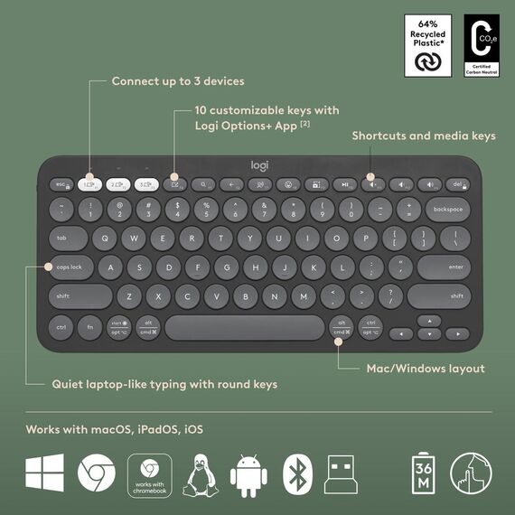 Logitech Pebble 2 Combo - Keyboard and mouse set - w | 920-012239