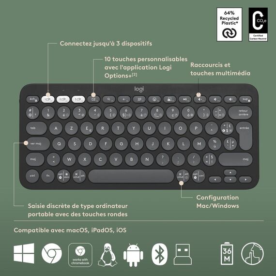 Logitech Pebble 2 Combo - Keyboard and mouse set - w | 920-012239