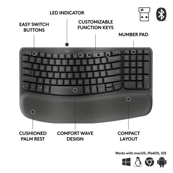 Logitech Wave Keys for Business - Keyboard - wireles | 920-012334