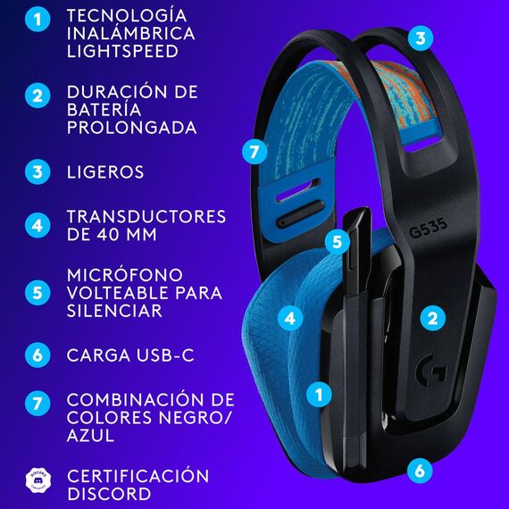 Logitech G G535 - Headset - full size - LIGHTSPEED - | 939-002219