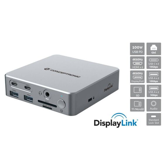 Conceptronic Dock USBC>2xHDMI 2xUSBC 4xUSBA DP GbE DONN25G