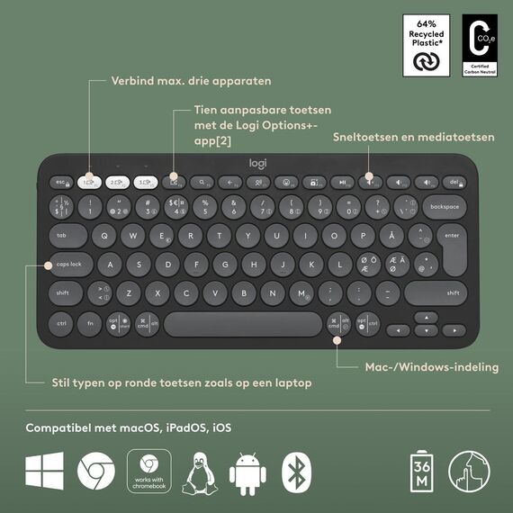 Logitech Pebble Keys 2 K380s - Keyboard - wireless - | 920-011851