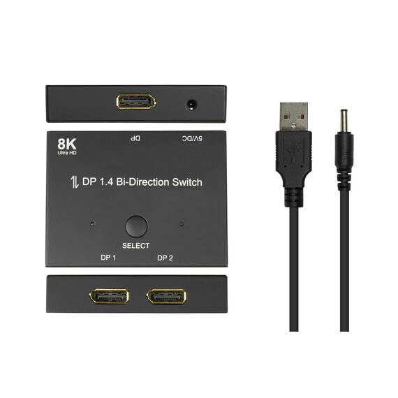 Alcasa DisplayPort Switches, DisplayPort, Black, Metal | GC-M0262