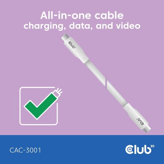 CLUB3D USB C cable white / 2 m / USB C / USB C / USB4  | CAC-3001