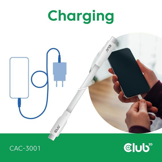 CLUB3D USB C cable white / 2 m / USB C / USB C / USB4  | CAC-3001