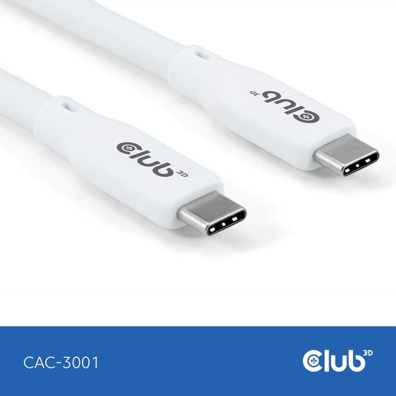 CLUB3D USB C cable white / 2 m / USB C / USB C / USB4  | CAC-3001