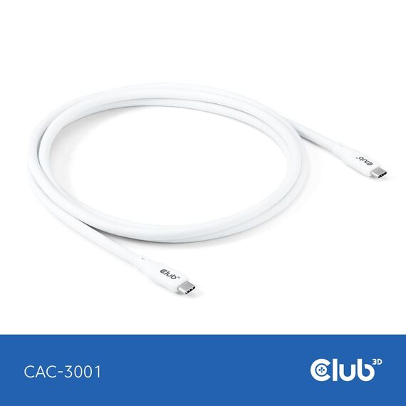 CLUB3D USB C cable white / 2 m / USB C / USB C / USB4  | CAC-3001