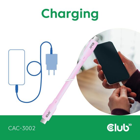 CLUB3D USB C cable pink / 2 m / USB C / USB C / USB4 G | CAC-3002