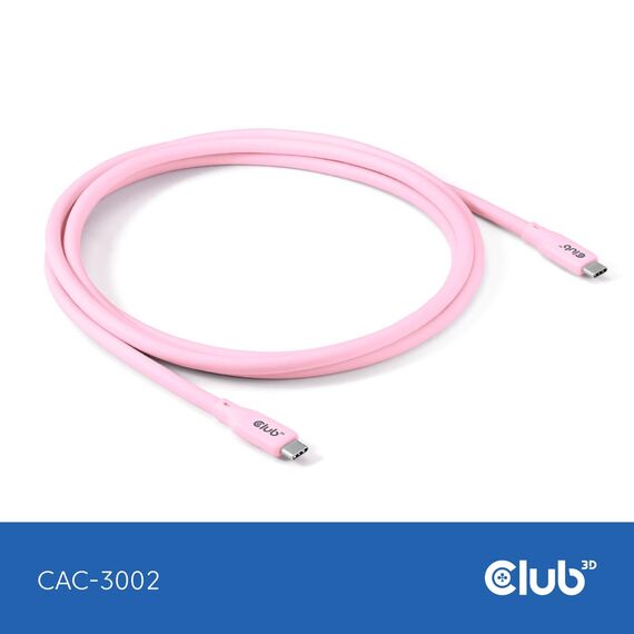 CLUB3D USB C cable pink / 2 m / USB C / USB C / USB4 G | CAC-3002
