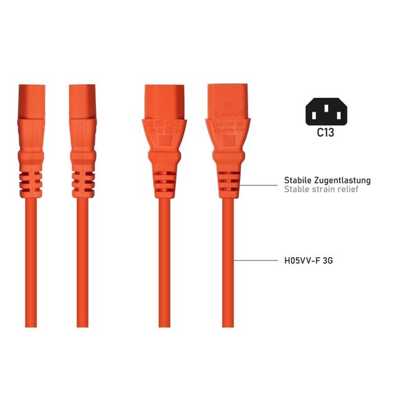 Kabelmeister SK0130-O100, 10 m, Power plug type E+F, 2 x C13 coup
