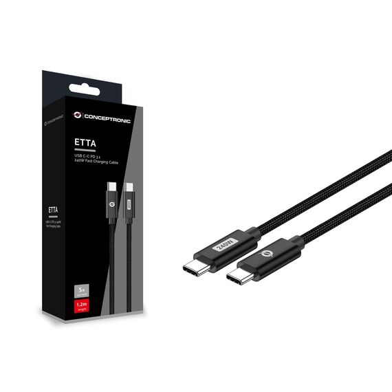 Conceptronic ETTA03B20 USB C-C PD 3.1 240W Fast Charging Cable 2M