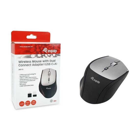Equip Wireless Mouse with Dual Connect Adapter (USB-C+A) 245115