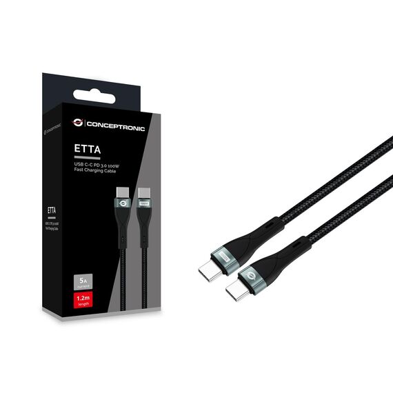 Conceptronic ETTA01B12 USB C-C PD 3.0 100W Fast Charging Cable 1.