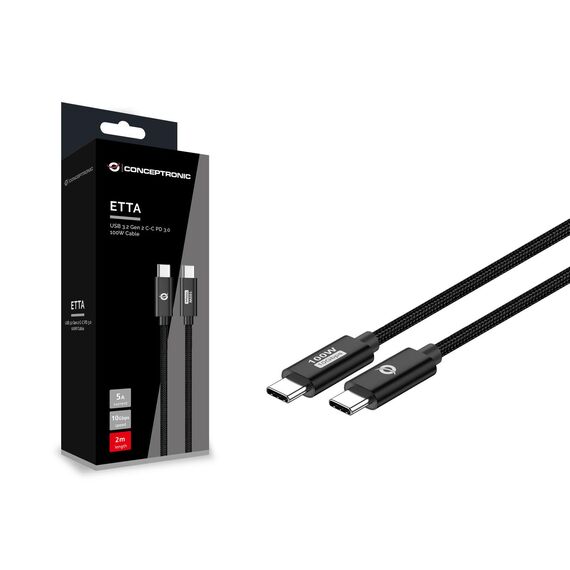 Conceptronic ETTA02B20 USB 3.2 Gen 2 C-C PD 3.0 100W Cable 2M, 20