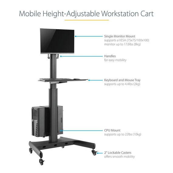 Portable Stand-Up Cart - Cart - for LCD display / PC  | WKSTNCART