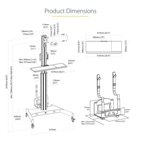 Portable Stand-Up Cart - Cart - for LCD display / PC  | WKSTNCART
