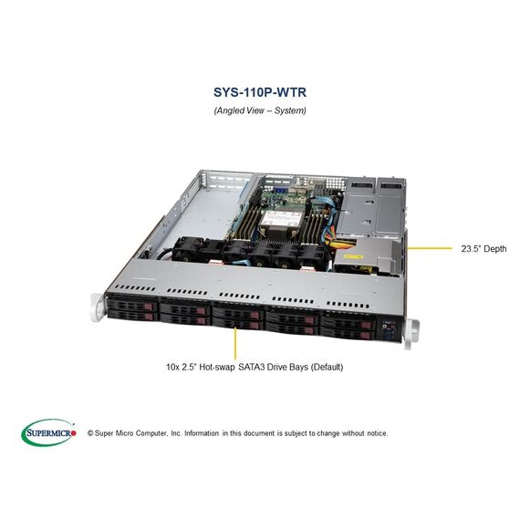 Server - rack-mountable - 1U - 1-way - no CPU up t | SYS-110P-WTR