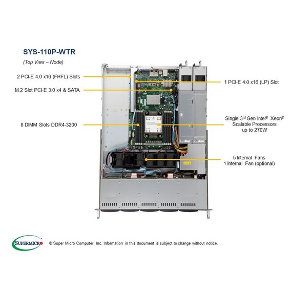 Server - rack-mountable - 1U - 1-way - no CPU up t | SYS-110P-WTR