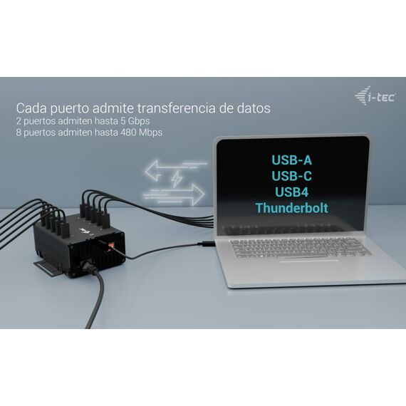 i-Tec - Hub - 15W per port, charging + data, metal | CACHRGHUB10C