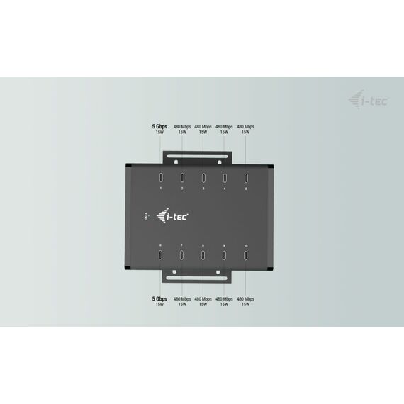 i-Tec - Hub - 15W per port, charging + data, metal | CACHRGHUB10C