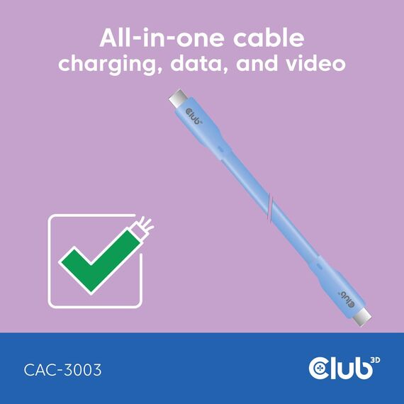 CLUB3D USB C cable blue, 2 m, USB C, USB C, USB4 Gen 3 | CAC-3003