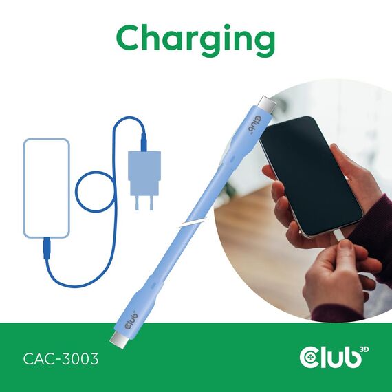 CLUB3D USB C cable blue, 2 m, USB C, USB C, USB4 Gen 3 | CAC-3003