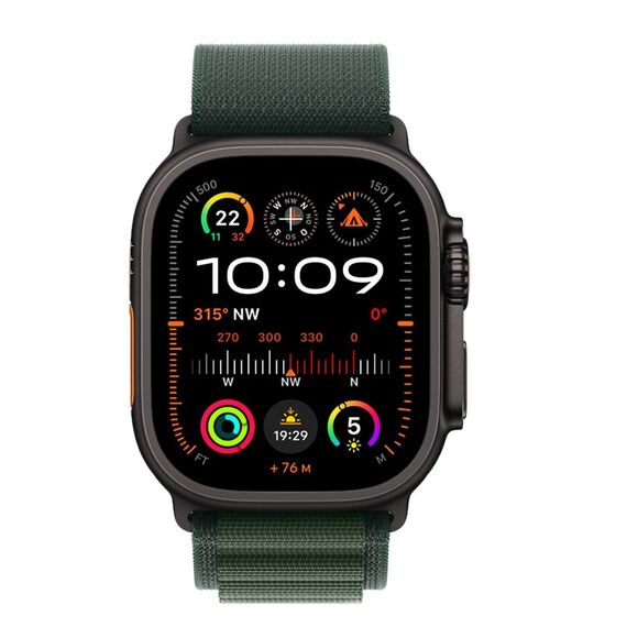 smart watch with Alpine Loop - textile - dark green - | MX4R3FD/A