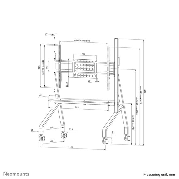 Neomounts FL50-525BL1 - Cart - sturdy - for flat panel - floor st