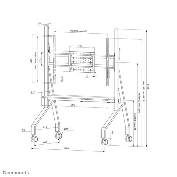 Neomounts FL50-525BL1 - Cart - sturdy - for flat panel - floor st
