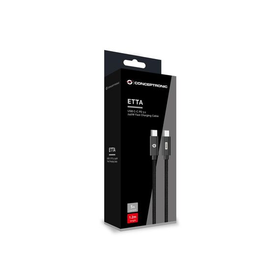 Conceptronic ETTA03B12 USB C-C PD 3.1 240W Fast Charging Cable 1.