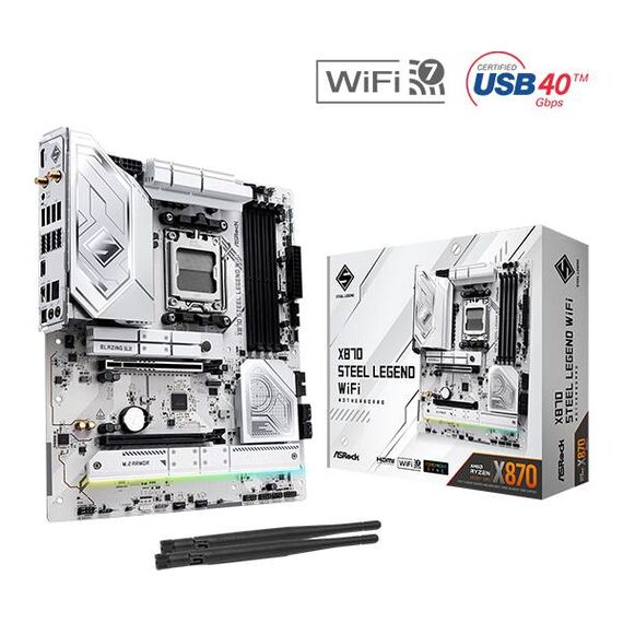 ASRock AMD X870 Steel Legend WiFi AM5 DDR5 PCIe 5.0 ATX Motherboard  90MXBPJ0A0UAYZ