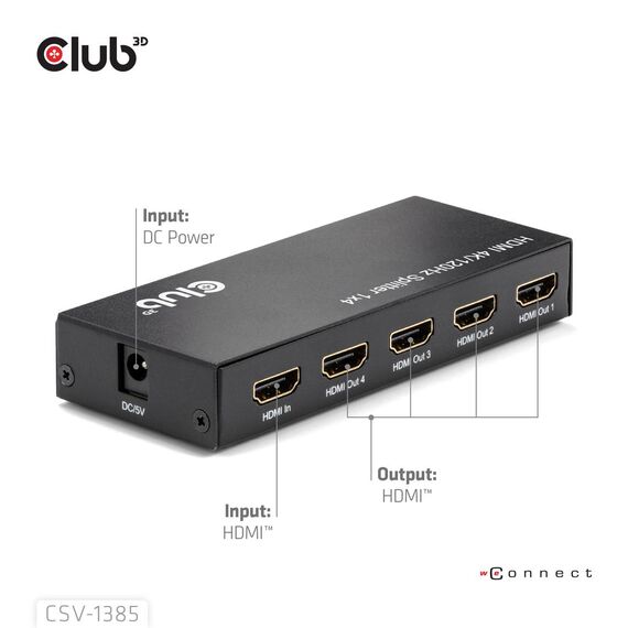 Club 3D 1 TO 4 HDMI# SPLITTER 4K120HZ - Digital/Displa | CSV-1385