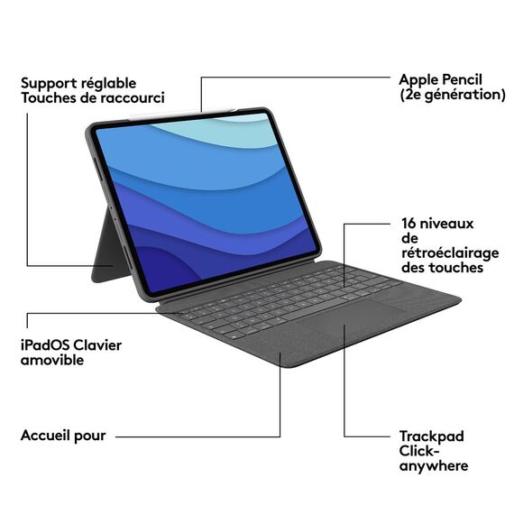 Logitech Combo Touch - Keyboard and folio case - wit | 920-010210