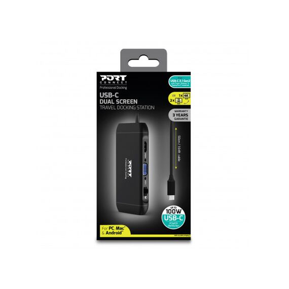 PORT connect - Docking station - USB-C - VGA, HDMI - 1Gb | 901913