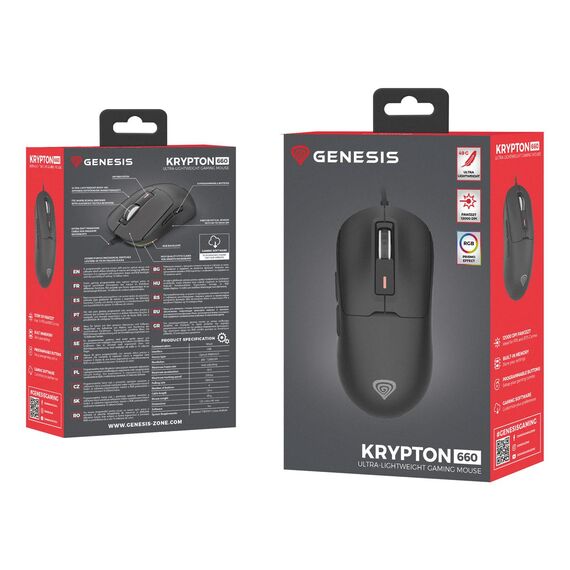 natec Gaming Maus KRYPTON 660 RGB kabelgeb / schwarz - | NMG-2189