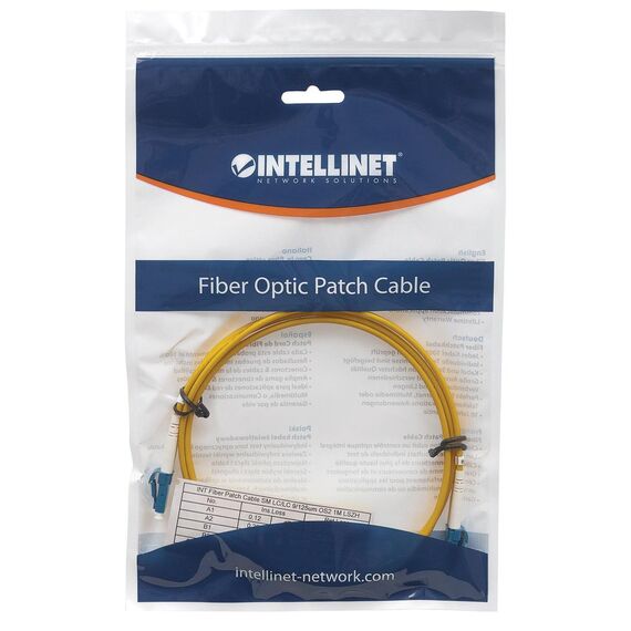 Intellinet Fibre Optic Patch Cable, OS2, LC/LC, 5m, Yell | 516792