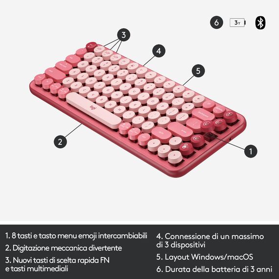 Logitech POP Keys - Keyboard - wireless - Bluetooth  | 920-010727